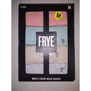Frye Mens Cotton Crew Neck T-Shirts 4 Pack Size M - Blush, Green, Tan,‎ Gray
